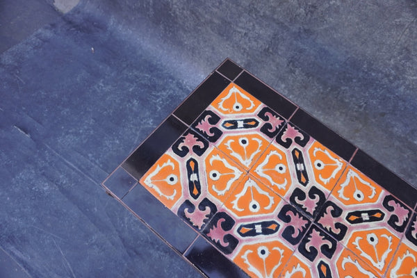 Original D&M Tile Table with Wrought Iron Base F2778