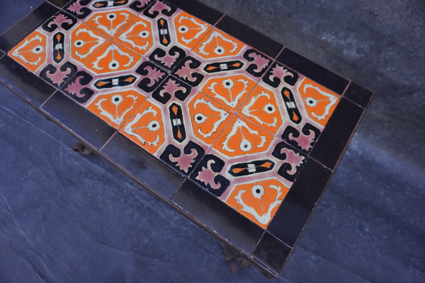 Original D&M Tile Table with Wrought Iron Base F2778