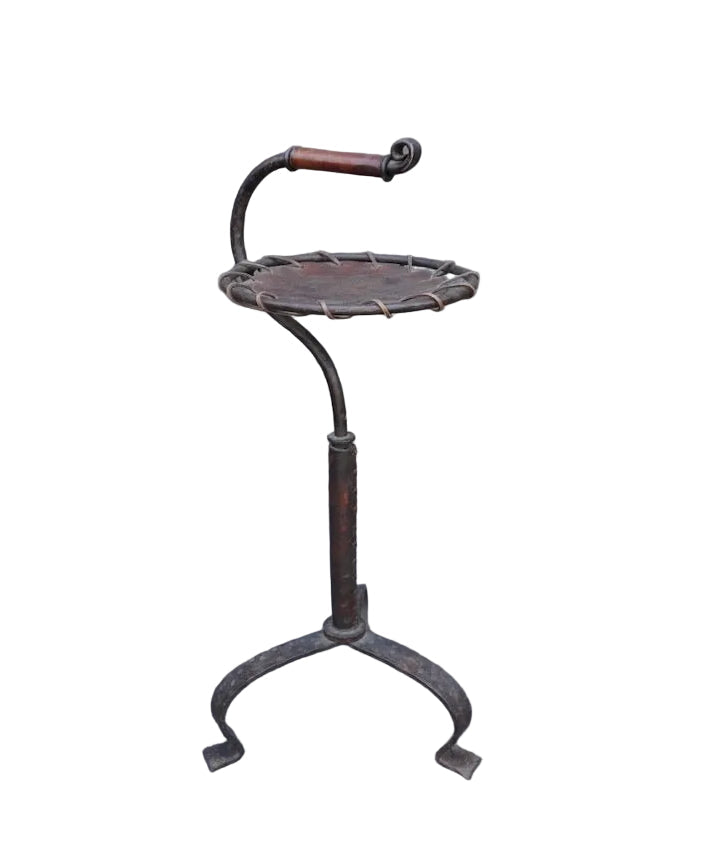 Original Monterey Wrought Iron and Leather Drink Stand F2781
