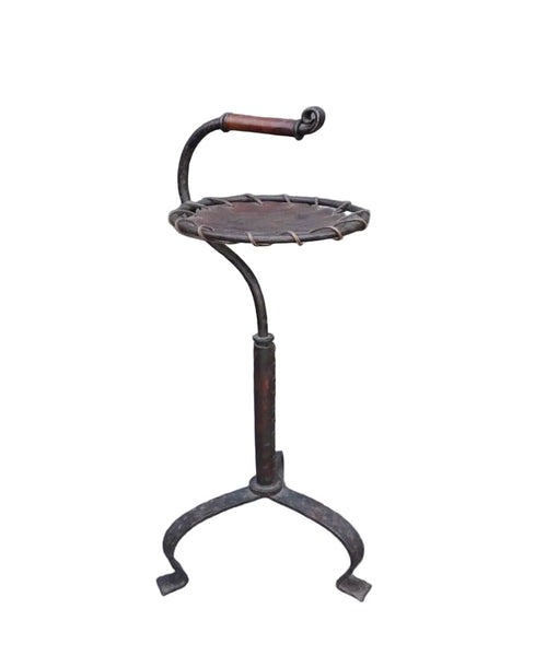 Original Monterey Wrought Iron and Leather Drink Stand F2781