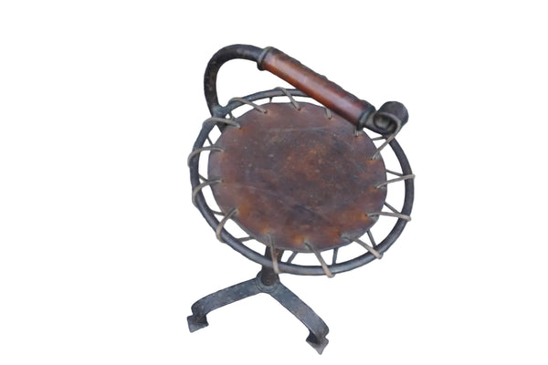 Original Monterey Wrought Iron and Leather Drink Stand F2781