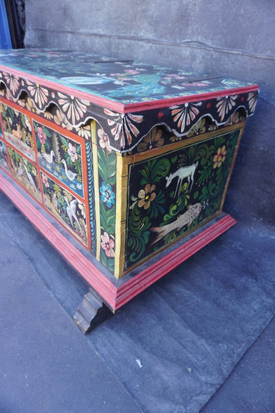 Hand-Painted Folk Art Mexican Trunk F2791