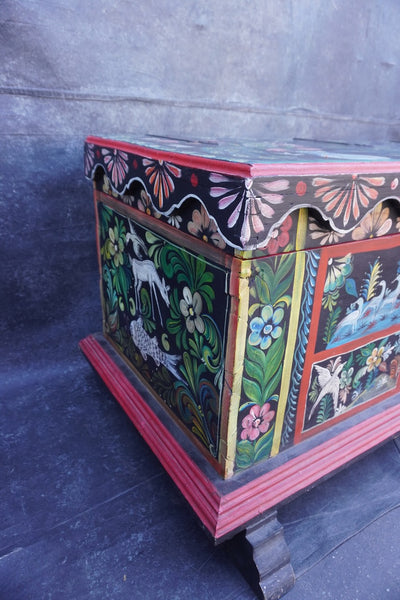 Hand-Painted Folk Art Mexican Trunk F2791