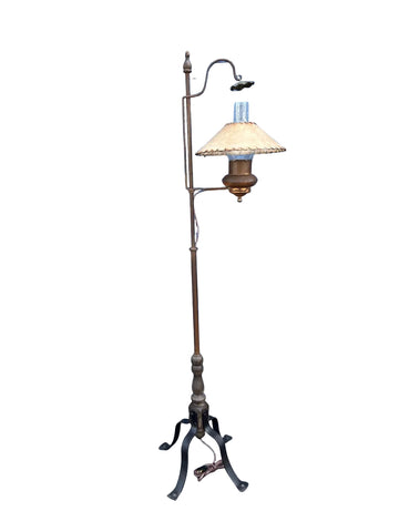 Rare Original Monterey Old Wood and Copper Floor Lamp F2795