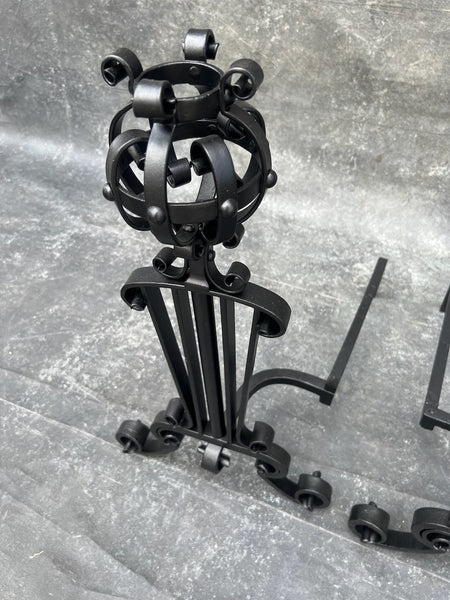 Spanish Revival Andirons, Powder-Coated Matte Black F2802