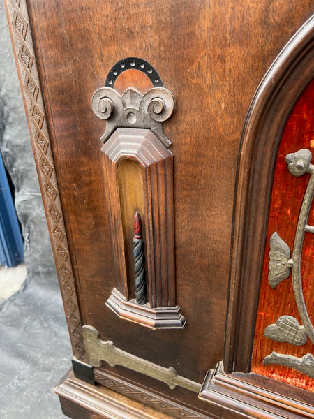 Spanish Revival Solid Walnut and Wrought Iron Cabinet F2804