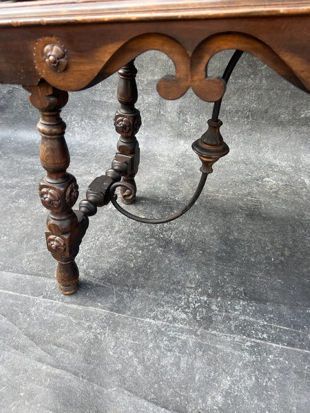 Spanish Revival Solid Walnut and Wrought Iron Cabinet F2804