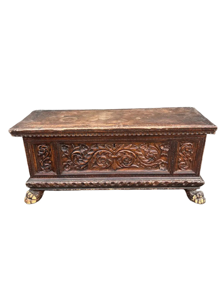 18th Century Spanish Colonial Solid Walnut Trunk F2807