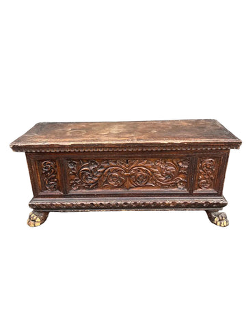 18th Century Spanish Colonial Solid Walnut Trunk F2807