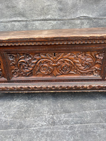 18th Century Spanish Colonial Solid Walnut Trunk F2807