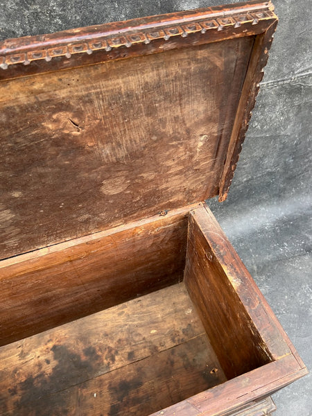 18th Century Spanish Colonial Solid Walnut Trunk F2807