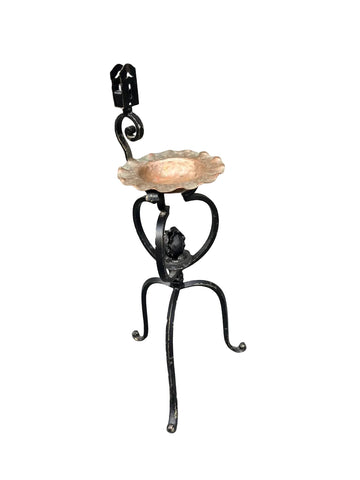 Spanish Revival Smoking Stand with Hammered Copper Dish F2814