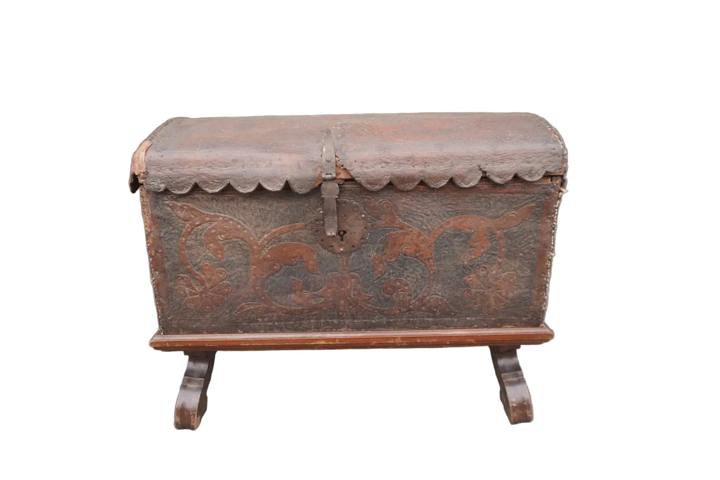 19th Century Spanish Colonial Leather Trunk F2816