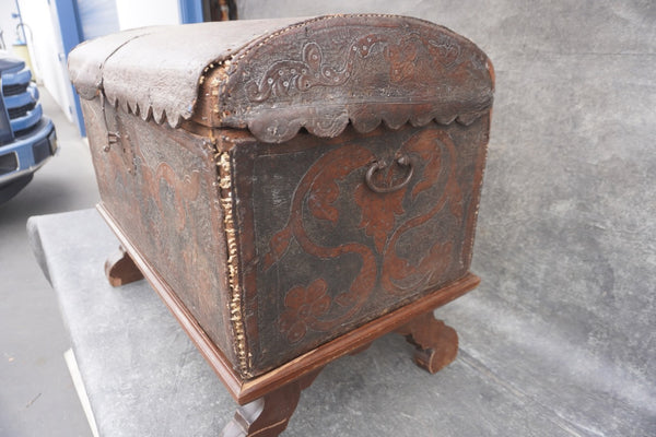 19th Century Spanish Colonial Leather Trunk F2816