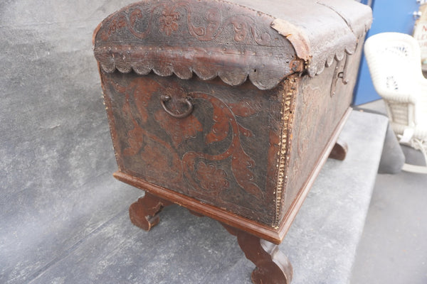 19th Century Spanish Colonial Leather Trunk F2816