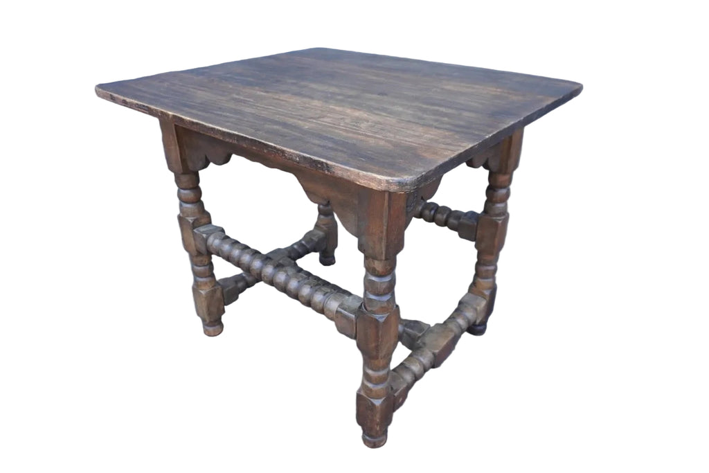 Classic Monterey Old Wood Table with Turned Ball Legs F2818