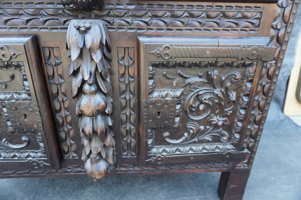 19th Century Spanish Colonial Portuguese Hand-Carved Walnut Cabinet F2821
