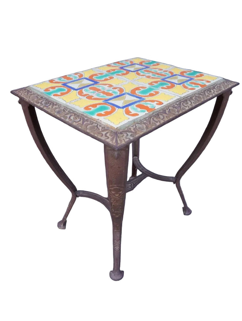 Spanish Revival D&M Tile Table with Cast Iron Base F2824