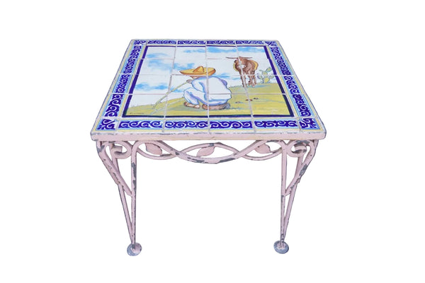 Hand-Painted Scenic Tile Table by Rugerio F2825