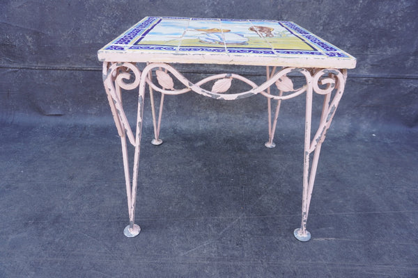 Hand-Painted Scenic Tile Table by Rugerio F2825
