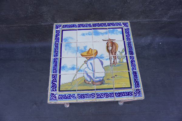 Hand-Painted Scenic Tile Table by Rugerio F2825