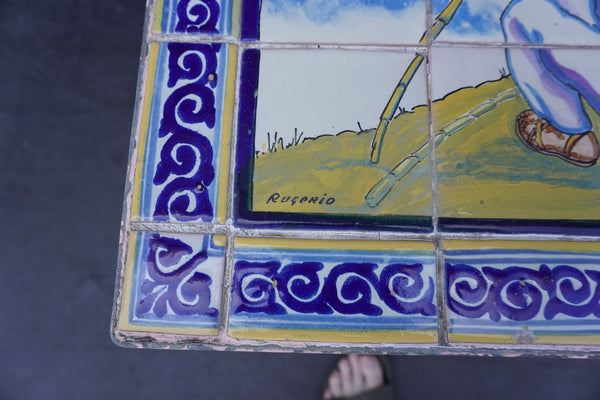 Hand-Painted Scenic Tile Table by Rugerio F2825