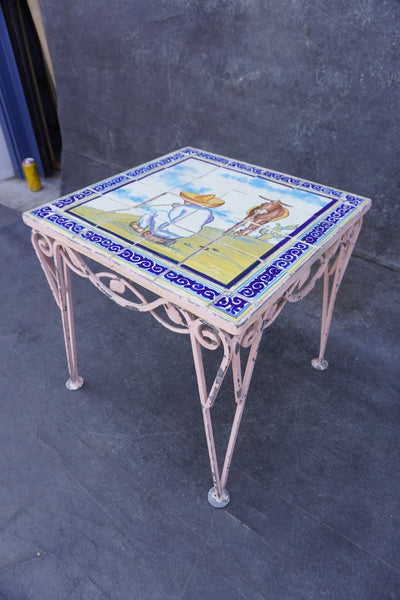 Hand-Painted Scenic Tile Table by Rugerio F2825