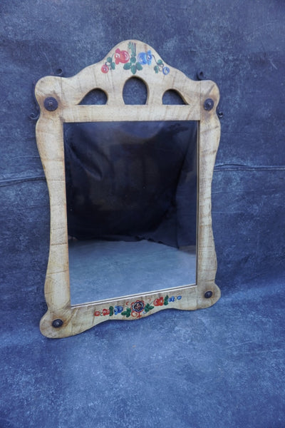 Original Monterey Mae West Mirror in Straw Ivory with Wrought Iron Hardware F2837