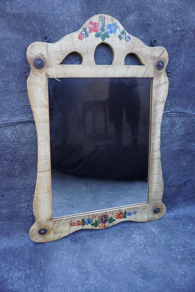 Original Monterey Mae West Mirror in Straw Ivory with Wrought Iron Hardware F2837
