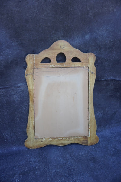 Original Monterey Mae West Mirror in Straw Ivory with Wrought Iron Hardware F2837