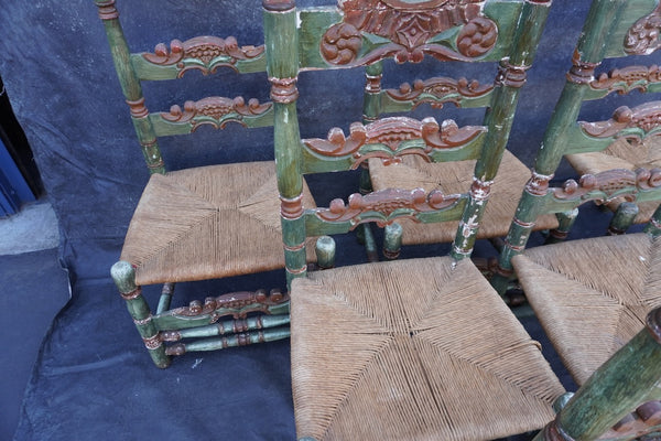 Antique High Backed Spanish Revival Dining Chairs, set of six F2850
