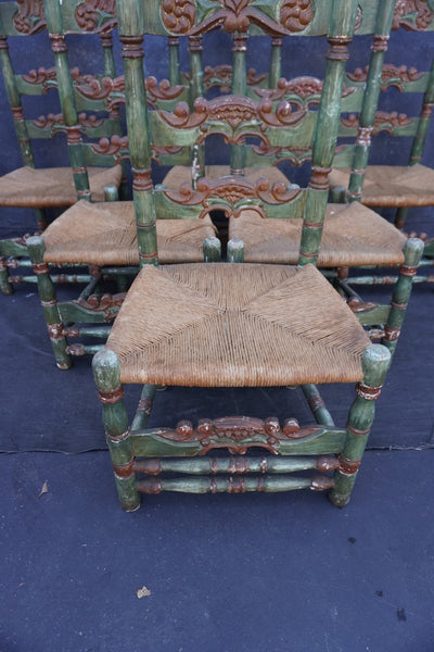 Antique High Backed Spanish Revival Dining Chairs, set of six F2850