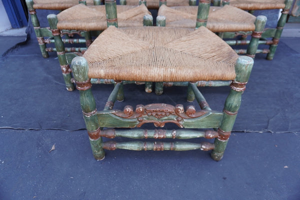 Antique High Backed Spanish Revival Dining Chairs, set of six F2850