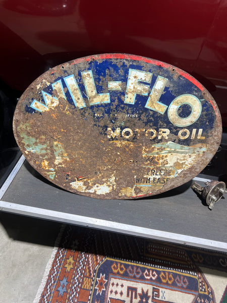 Wil Flow Motor oil Double sided tin litho sign AP9001