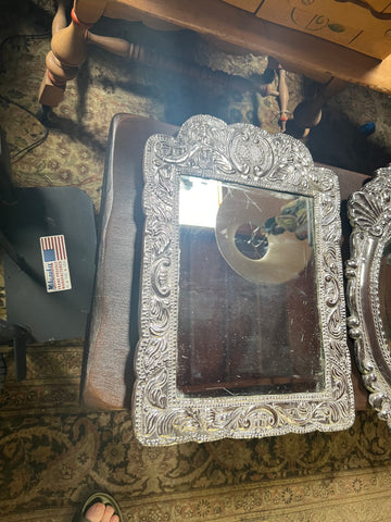 Peruvian hand chased large Silver rectangle Frame mirror