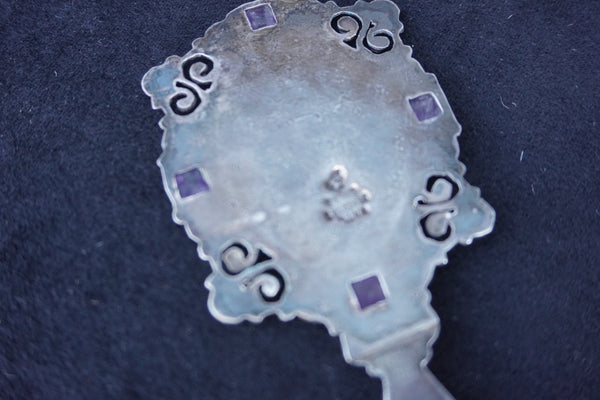 Matilde Poulat Silver, Amethyst & Coral Hand Mirror J617