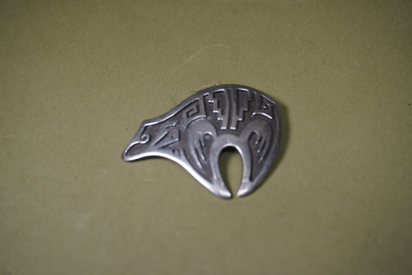 North Coast Native American Silver Bear Pin J625