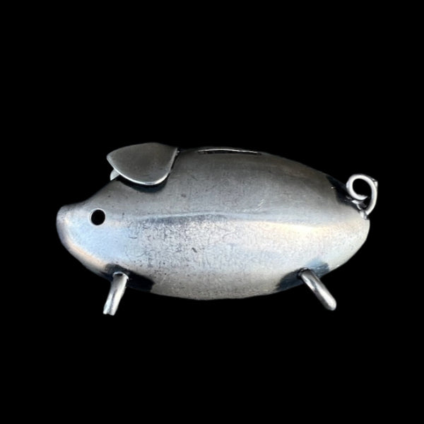 Beau Sterling Silver Piggy Bank Brooch J632