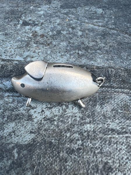 Beau Sterling Silver Piggy Bank Brooch J632