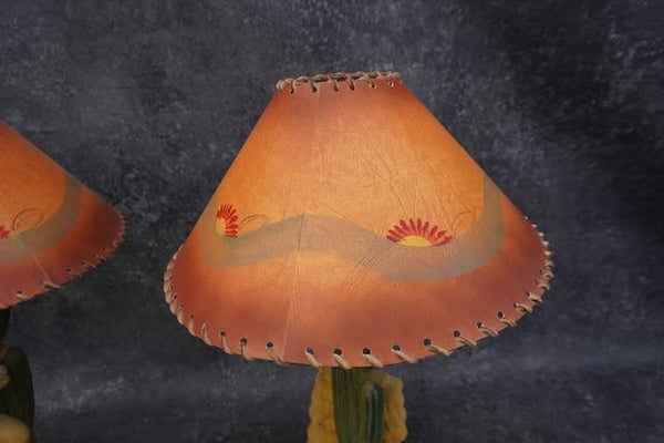 Mexican Ceramic Figurative Lamps: Señor and Señorita with Hand-painted Shades L766