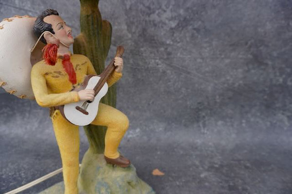 Mexican Ceramic Figurative Lamps: Señor and Señorita with Hand-painted Shades L766