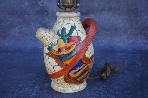 Mexicana Hand-painted Crackle Finish Table Lamp 1930s-40s L770