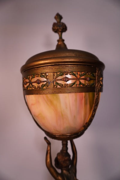 Spelter (Zinc) Art Nouveau Boudoir Table/Pedestal Lamp 1915-1920 L771