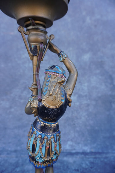 Egyptian Art Deco Lamp - Original Polychrome 1920s L772
