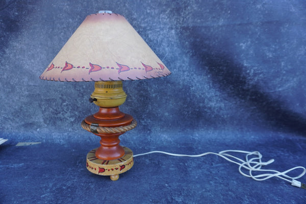 Monterey Crackle Table Lamp with custom vintage Lagoy shade L778