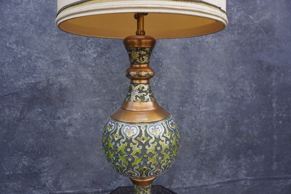 Marbro Moorish Cloisonné  Brass Lamp with Custom Shade L782