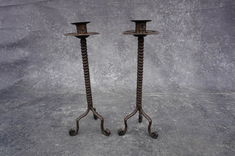 Wrought Iron Candlesticks, Pair 1920s L783