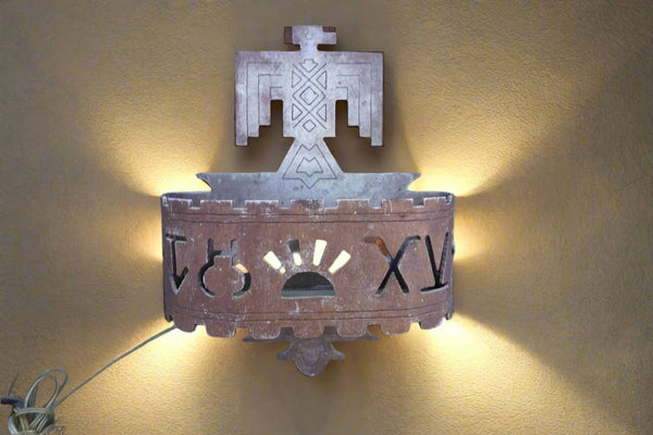 Art Deco Mayan Revival Wall Sconce with Thunderbird Motif L799