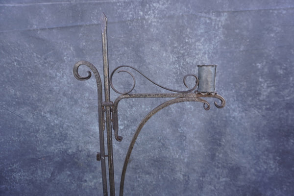 Spanish Revival Wrought Iron Single Candle Torchiere L806