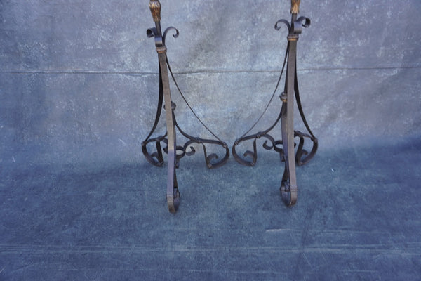 Pair of Wrought Iron Spanish Colonial Candle Torchieres L813